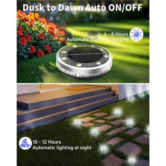 Solar Ground Lights Outdoor 12 Pack Waterproof Pathway Garden Lawn Landscape - Picture 4 of 7
